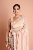 Cream Onex Tissue Hand Work Designer Saree