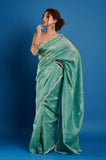 Green Crush Tissue Handwork Saree