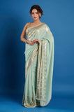 Green Full Sequins Georgette Designer Saree