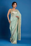 Green Full Sequins Georgette Designer Saree