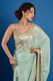 Green Full Sequins Georgette Designer Saree