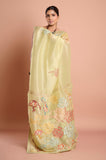 Green Onex Hand Kantha Work Saree