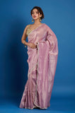 Lavender Crush Tissue Handwork Saree