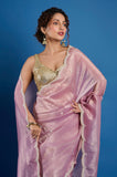 Lavender Crush Tissue Handwork Saree