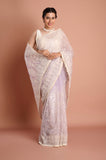 Lavender Organza Embroidered Designer Saree