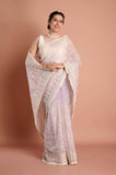 Lavender Organza Embroidered Designer Saree