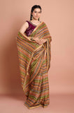 Mustard Stripes Organza Saree