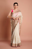 Off White Pure Chanderi Digital Print Saree