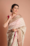 Off White Pure Chanderi Digital Print Saree