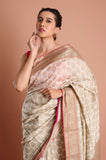 Off White Pure Chanderi Digital Print Saree