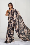 Offwhite Black Satin Saree
