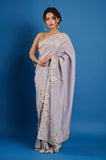 Offwhite Blue Tissue Gota with Zardosi Hand work Saree