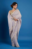 Offwhite Blue Tissue Gota with Zardosi Hand work Saree
