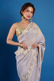 Offwhite Blue Tissue Gota with Zardosi Hand work Saree