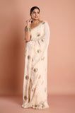 Offwhite Chinon Handwork Designer Saree