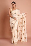 Offwhite Chinon Handwork Designer Saree