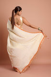 Offwhite Orange Tissue Saree