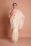 Offwhite Pure Linen Digital Printed Saree