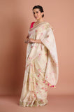 Offwhite Pure Linen Digital Printed Saree