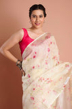 Offwhite Pure Linen Digital Printed Saree
