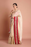 Offwhite Tissue Saree With Purple Blouse Piece