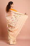 Peach Dola Silk Zari Weaving Saree