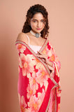 Pink Chinon Floral Sequins Designer Saree