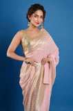 Pink Georgette Sequins Work Designer Saree