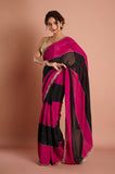 Rani Black Chinon Handwork Designer Saree