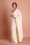 White Chikankari Georgette Handwork Designer Saree