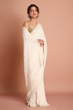 White Chikankari Georgette Handwork Designer Saree