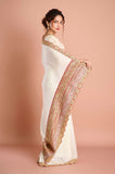 White Georgette Weaving Saree