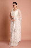White Net Designer Saree