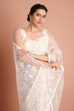 White Net Designer Saree