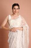 White Net Designer Saree