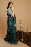 Bottle Green Uppada Silk Moti and Jarkan Saree