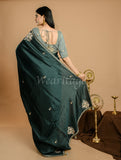 Bottle Green Uppada Silk Moti and Jarkan Saree
