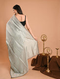 English blue Uppada Silk Gota and Jarkan with Peacock Saree