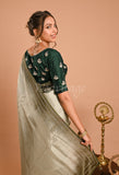 Green two dye Uppada Silk Crystal Work Saree