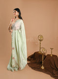 Light green Magenta Pink Gota and Jarkan Saree