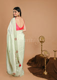 Light green Magenta Pink Gota and Jarkan Saree