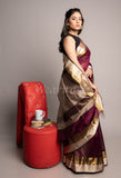 Magenta Handwoven Big Karavat Maheshwari Saree