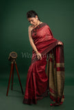 Maroon Linen Saree