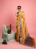 Mustard Tussar Lehariya Saree