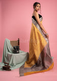 Mustard Tussar Lehariya Saree