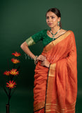 Orange Linen Saree