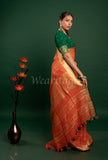 Orange Linen Saree