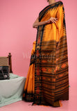 Orange Pure Desi Tussar Saree with Ikat Pallu