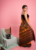 Orange Pure Desi Tussar Saree with Ikat Pallu