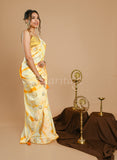 Orange Shiburi dye Uppada Silk Moti Work Saree